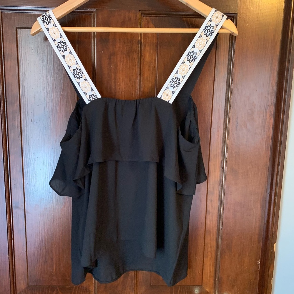 JCrew Black Strap Blouse